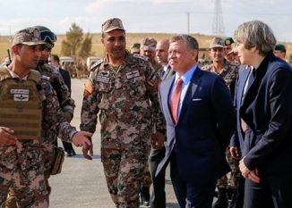 Theresa May and King Abdullah in Jordan