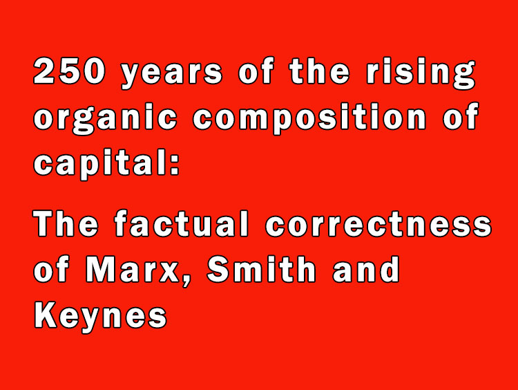 250 years of the rising organic composition of capital: The factual correctness of Marx, Smith and Keynes